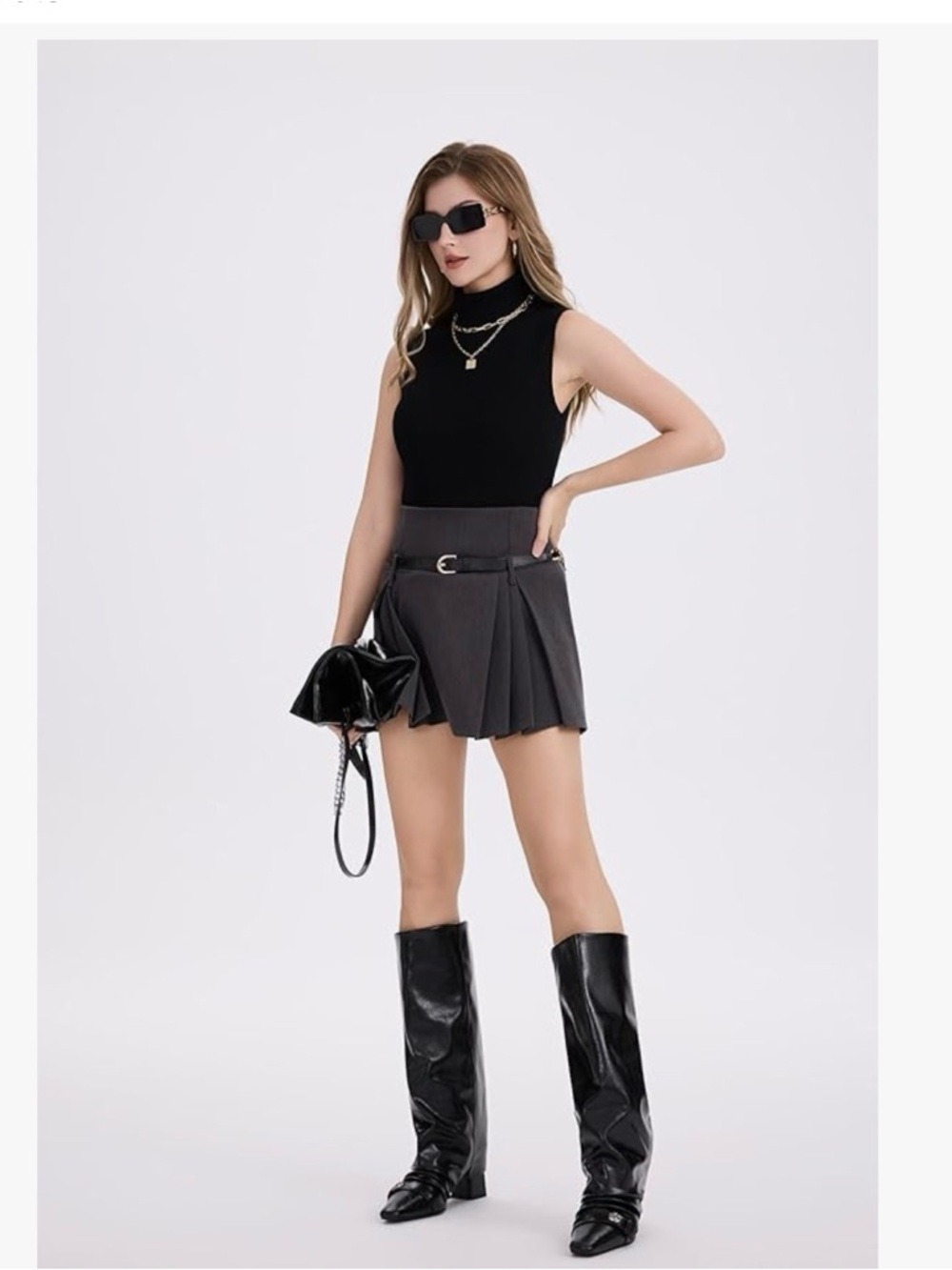 Knee High Boots Chunky Heel Fold Over Slouchy Boots Size 6.5 - Picture 5 of 17